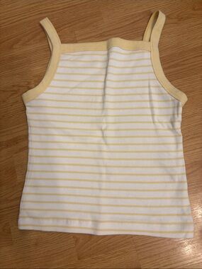 Abercrombie & Fitch Yellow and White Striped Ribbed Tank Top